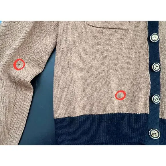 ST JOHN COLLECTION Tan & Black Cardigan Sweater - sz 8 - Picture 5 of 8